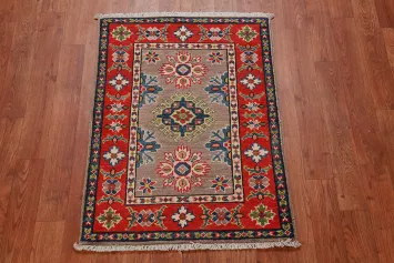 Brown & Red Wool Kazak Oriental Accent Rug 2x3