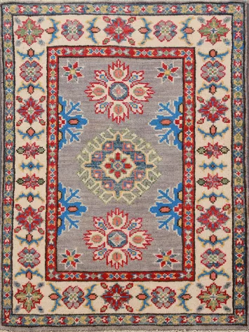 Handmade Gray Kazak Oriental Accent Rug 2x3