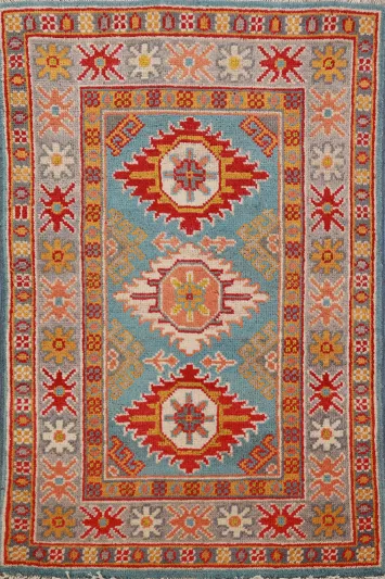 Wool Geometric Kazak Oriental Accent Rug 2x3