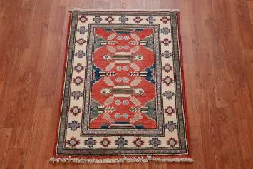 Wool Geometric Kazak Oriental Accent Rug 2x3