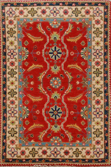 Handmade Red Kazak Oriental Accent Rug 2x3