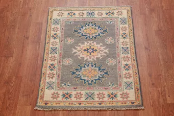 Wool Geometric Kazak Oriental Accent Rug 2x3