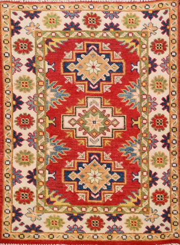 Handmade Red Kazak Oriental Accent Rug 2x3
