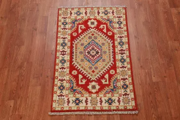 Handmade Red Kazak Oriental Accent Rug 2x3