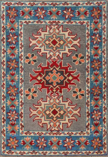 Traditional Wool Kazak Oriental Foyer Rug 2x3