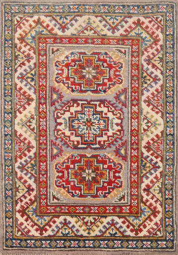 Wool Geometric Kazak Oriental Accent Rug 2x3