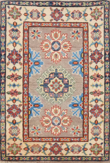Wool Geometric Kazak Oriental Accent Rug 2x3