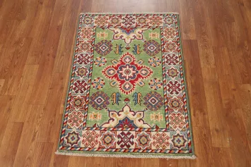 Wool Green Kazak Oriental Accent Rug 2x3