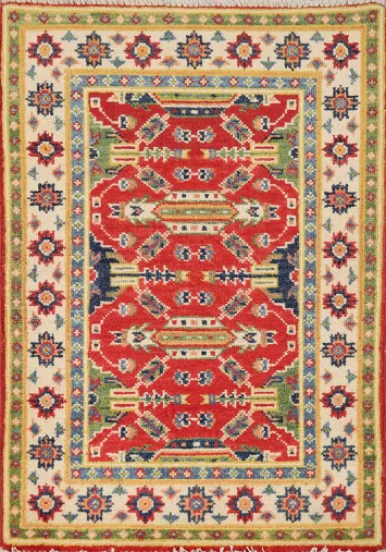 Traditional Wool Kazak Oriental Foyer Rug 2x3