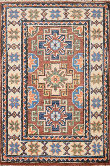 Traditional Wool Kazak Oriental Foyer Rug 2x3