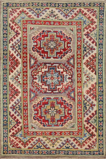 Traditional Wool Kazak Oriental Foyer Rug 2x3