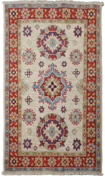 Wool Geometric Kazak Oriental Accent Rug 2x3