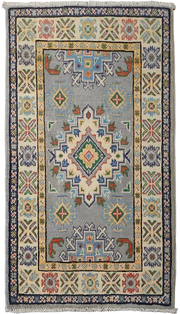 Handmade Gray Kazak Oriental Accent Rug 2x3