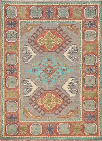 Gray Wool Kazak Oriental Accent Rug 2x3