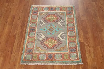 Gray Wool Kazak Oriental Accent Rug 2x3