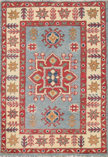 Light Blue Wool Kazak Oriental Accent Rug 2x3