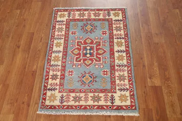 Light Blue Wool Kazak Oriental Accent Rug 2x3