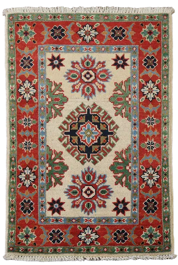 Traditional Wool Kazak Oriental Foyer Rug 2x3