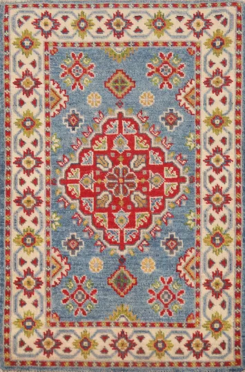 Traditional Blue Kazak Oriental Foyer Rug 2x3