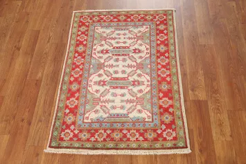 Geometric Wool Kazak Oriental Accent Rug 2x3