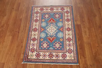Handmade Blue Kazak Oriental Accent Rug 2x3