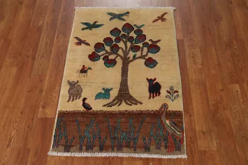 Animals Pictorial Wool Kazak Oriental Foyer Rug 2x3