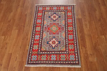 Gray Wool Kazak Oriental Accent Rug 2x3
