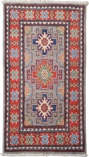 Gray Wool Kazak Oriental Accent Rug 2x3