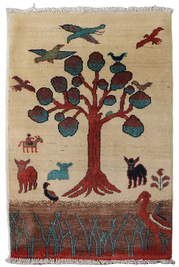 Animals Pictorial Wool Kazak Oriental Accent Rug 2x3