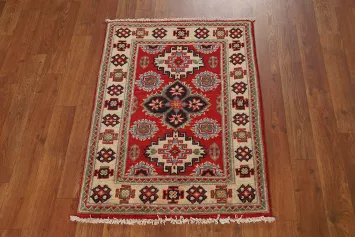 Handmade Red Kazak Oriental Accent Rug 2x3