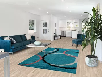 Turquoise Blue Plush Shaggy Oriental Area Rug 5x8