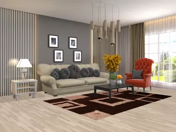 Contemporary Brown Shaggy Oriental Area Rug 5x8