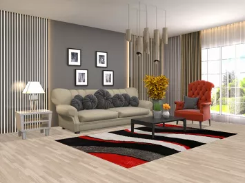 Contemporary Plush Shaggy Oriental Area Rug 5x8