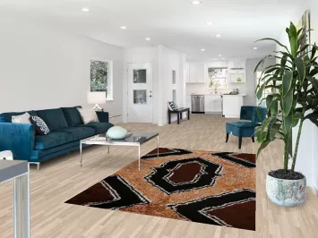 Geometric Modern Shaggy Oriental Area Rug 5x8