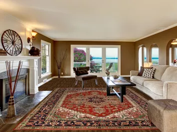 Geometric Medallion Heriz Serapi Indian Area Rug 9x12