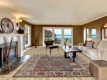 Gray Geometric Oushak Indian Area Rug 8x10