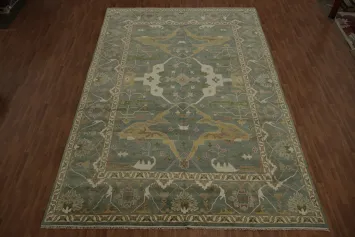 All-Over Gray & Green Oushak Indian Large Rug 12x17
