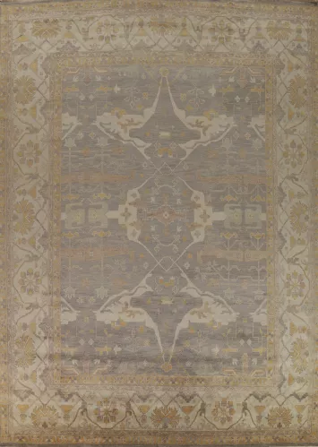 Handmade Gray Oushak Indian Large Rug 12x15