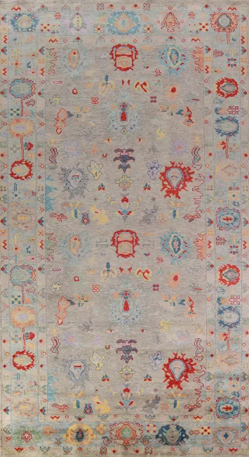 All-Over Gray Oushak Indian Large Rug 8x16