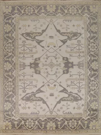 Handmade Wool Ivory Oushak Indian Area Rug 8x10