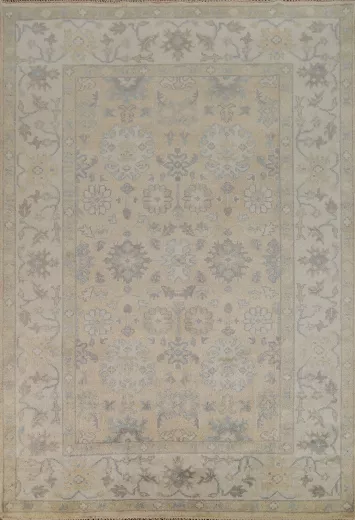 Earth Tone Wool Oushak Indian Area Rug 6x9
