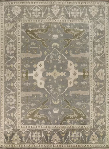 All-Over Gray Wool Oushak Indian Area Rug 8x10