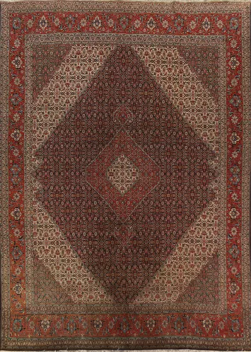 Vegetable Dye Geometric Wool Tabriz Persian Area Rug 10x13