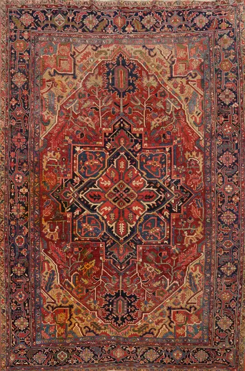 Antique Vegetable Dye Heriz Persian Area Rug 8x11