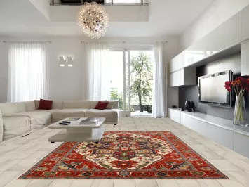 Wool Medallion Heriz Serapi Indian Large Rug 10x14