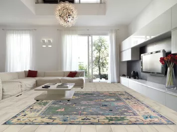 Gray Floral Oushak Indian Large Rug 12x15