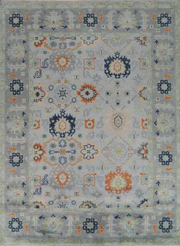 All-Over Gray Oushak Indian Area Rug 8x10