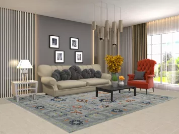 All-Over Gray Oushak Indian Area Rug 8x10