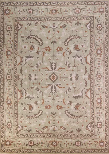 All-Over Light Green Oushak Indian Area Rug 9x12