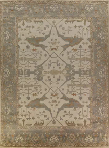 Earth Tone Wool Oushak Indian Large Rug 12x15